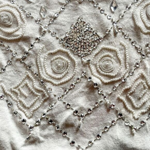 Maurada‎ Vintage Beaded Knit Sweater White Size Medium - Picture 4 of 5